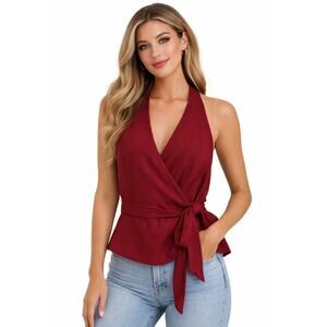 Zara Wine Red Wrap Halter Top